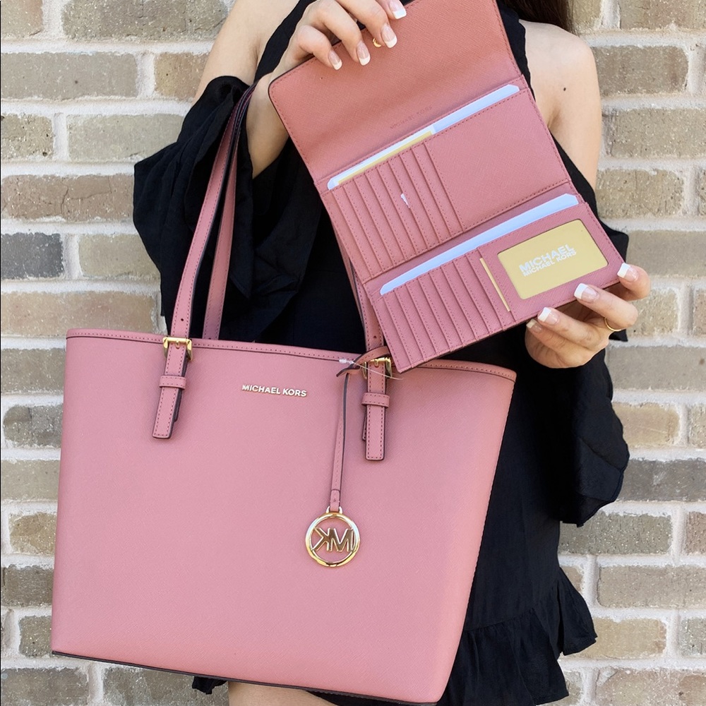 Michael Kors Pink tote trifold wallet SET - Picture 2 of 8